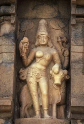 Reliëf dat Parvati uitbeeldt, Brihadisvara-tempel, Gangaikonda Cholapuram, Tamil Nadu, India
