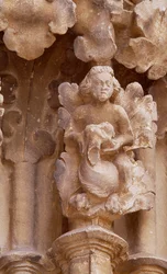 Spanje, Navarra, Ujue, Kerk van Santa Maria, Architectonisch detail