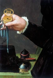 Detail van een portret van een man met een horloge, ca. 1558