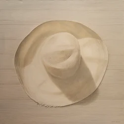 Reishoed op stoffige tafel, 2010