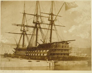 H.M.S. Duke of Wellington bij Keyham, Engeland.