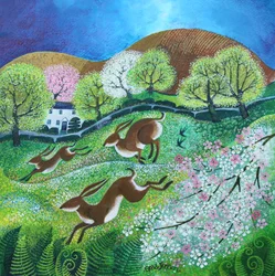 Lente hazen 2, 2025 (acrylverf op doek)