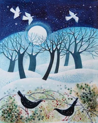 Wintervogels in de sneeuw