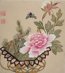 Een van een Serie Schilderijen van Bloemen en Insecten, eind 19e eeuw