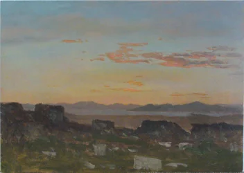 Oranje Lucht met Verspreide Wolken, Griekenland