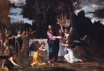 Christus in de wildernis, bediend door engelen, ca. 1608