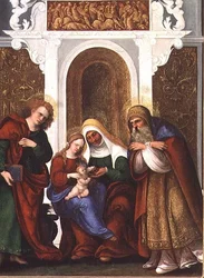Madonna en Kind met de heiligen Anna, Johannes de Evangelist en Zacharias of Madonna en Sint Anna van de Kersen