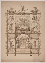 Herdenkingsblad van het kunstenaarscarnaval op 3 maart 1854