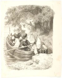 De vier kinderen in een boot