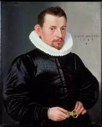Portret van een jonge heer met een kraag, 1587