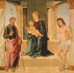 Maagd en Kind op de Troon, met St. Jacobus en St. Sebastian