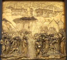 Reliëf De Val van Jericho, Poort van het Paradijs van de Doopkapel van San Giovanni, 2015
