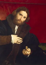 Portret van heer met leeuwenpoot