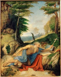 De boetvaardige Hiëronymus (schilderij op hout)