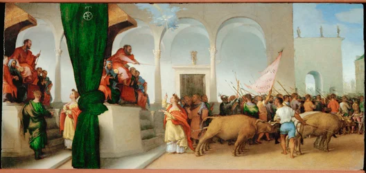 Saint Lucia voor consul Paschasius (schilderij op hout)