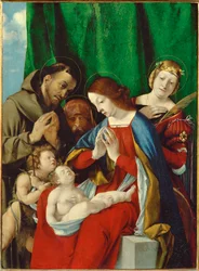 Maagd en kind, Franciscus, Johannes (schilderij op hout)