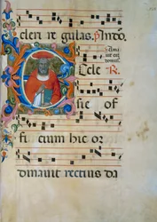 Verlichte initiaal met de figuur van San Girolamo (Corale 5, c. 138), voor koorboek 5 van Santa Maria degli Angeli