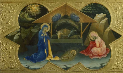 Geboorte van Christus, scène uit de predella van de Kroning van de Maagd door Lorenzo Monaco (ca. 1370-1425), 32 x 53 cm