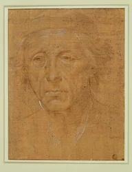 Portret van een oude man, gezicht, met pet ...