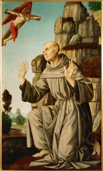 Franciscus ontvangt de stigmata (schilderij op hout)