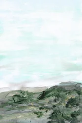 Rustig groen kustlandschap
