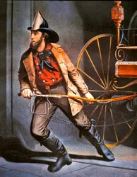 De Amerikaanse Brandweerman: Altijd Klaar, uitgegeven door Currier & Ives