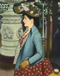 Een elegante vrouw bij de Élysée Montmartre