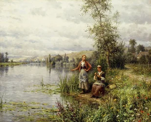 Plattelandsvrouwen Vissen op een Zomermiddag