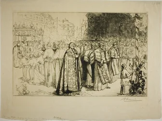Opnieuw binnenkomen van de processie in de kathedraal van Nantes