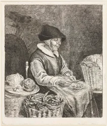 Coclers, L B, Oude vrouw boontjes doppend (1780, Rijksmuseum Amsterdam)