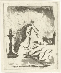 Studieblad met kandelaar
