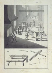 Fabricage van kanonnen, tekening voor de 