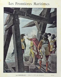 Armand-Jean du Plessis, Kardinaal de Richelieu (1585-1642) bij het beleg van La Rochelle in 1627, omslag van schoolschrift ca. 1894