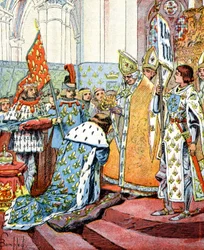 Kroning van de Franse koning Karel VII in aanwezigheid van Jeanne d