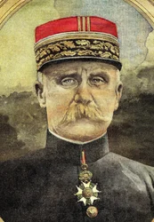 Eerste Wereldoorlog: portret van generaal Petain (1856-1951) die het bevel voert over de Armee bij Verdun in 1916. Illustratie van de 20e eeuw