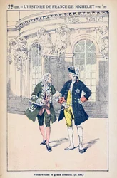 Francois Voltaire (1694-1778) met Koning Frederik II van Pruisen (1712-86) in Sanssouci bij Potsdam, uit 