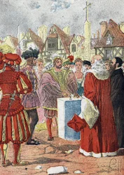 Poseren door de koning van Frankrijk François I van de eerste steen van het Hôtel de Ville de Paris getekend door de Italiaanse architect Boccador