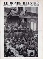 Toespraak van August Bebel (1840-1913) tijdens het Socialistisch Congres van Breslau in Duitsland in 1895 - Gravure in 