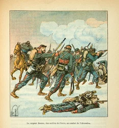 Het leger van de Loire door Eugene Sergeant, geïllustreerd door Louis Bombled: Sergeant Ramus van de mobiele eenheid van Isere in de slag van 7 december