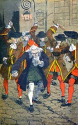 De ridder van Rohan laat Voltaire door zijn mensen slaan