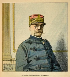 De oorlog in Madagaskar - Anekdotische geschiedenis van de Franse expedities van 1885-1895 door Henri Galli, geïllustreerd door Louis Bombled: Portret van generaal Emile Auguste Francois Zurlinden, minister van oorlog