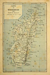 De oorlog in Madagaskar - Anecdotische geschiedenis van de Franse expedities van 1885-1895 door Henri Galli, geïllustreerd door Louis Bombled: Kaart van Madagaskar, privécollectie
