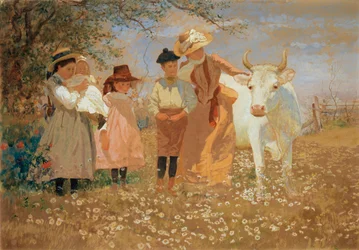 Familiegroep met Koe