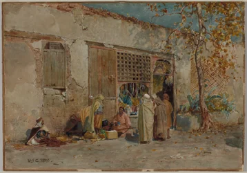 Marokkaanse scène, ca. 1871 (aquarel met gouache en grafiet op velijnpapier, gemonteerd op karton)