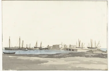 Haven van Barletta met schepen