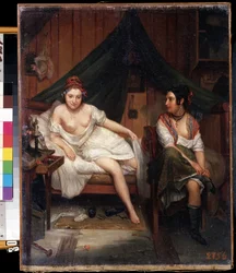 Portret van twee jonge vrouwen in negligé, ontwakend na een nacht van liefde