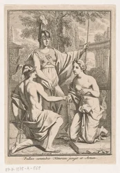 Minerva herenigd Mercurius en de personificatie van de natuur