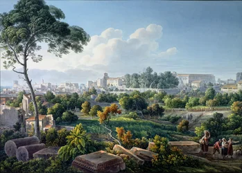 Gezicht op de Esquilijnse heuvel, Rome, ca. 1800