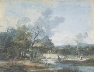 Herderin bij een waterval, n.d.