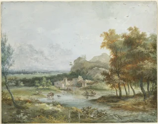 Italiaans Landschap met een Boottocht